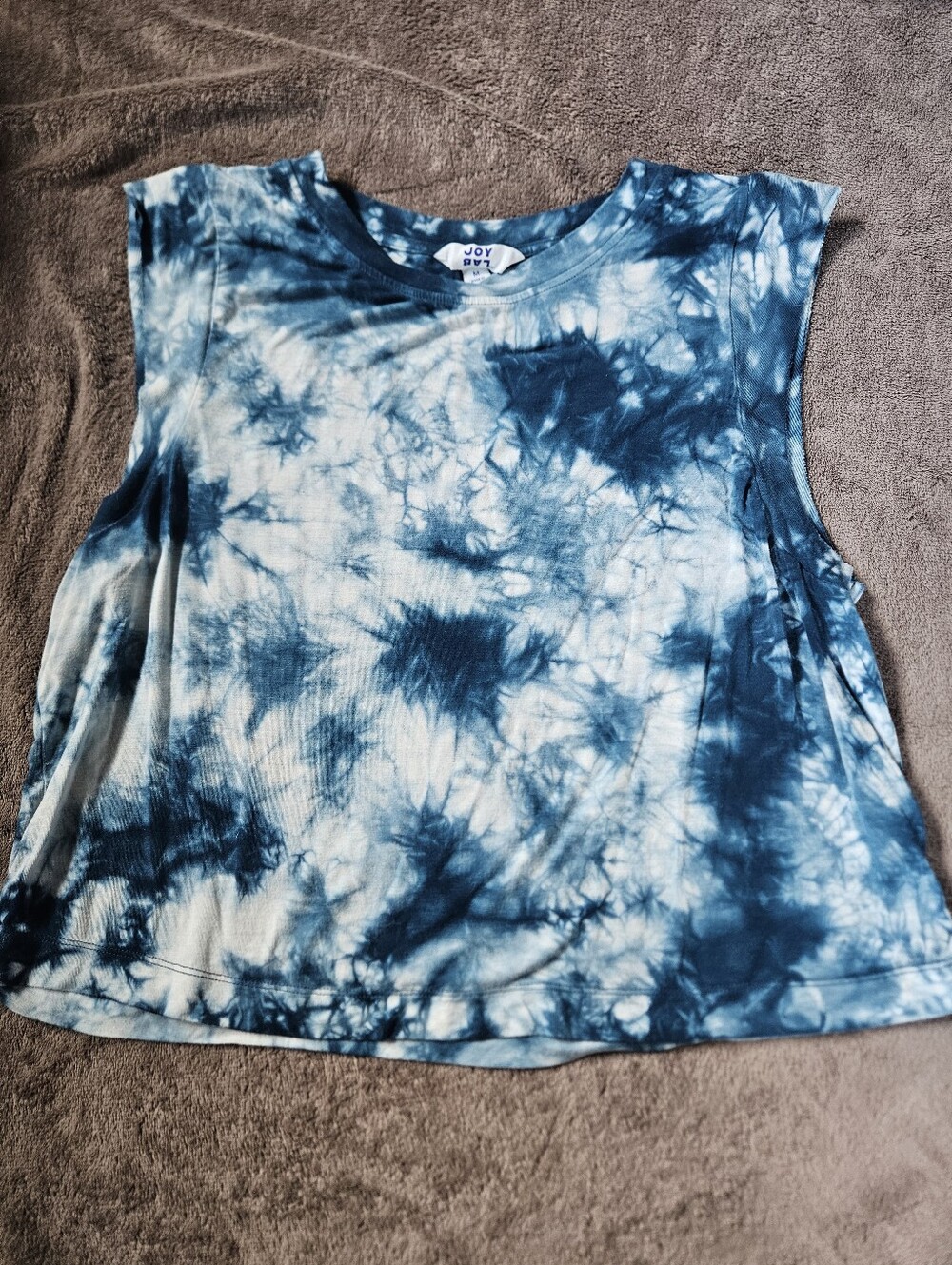 JoyLab Blue Tie Dye Sleeveless Muscle Tank Top Medium